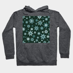 Stars Sea Green on Darker Sea Green Hoodie